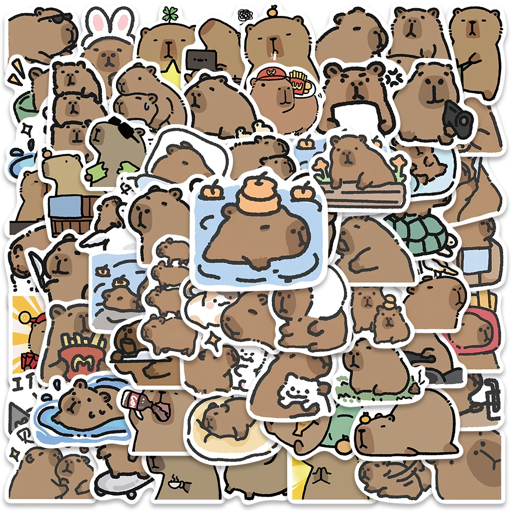 

62pcs Funny Plump Capybara Sticker Stickers for Waterproof Cup Motorcycle Scrapbook Water Bottle Computer Children Toy Decals