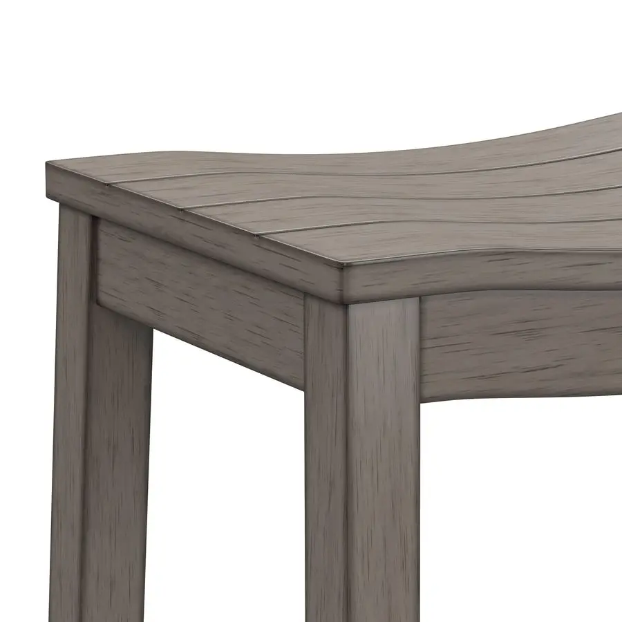 Fiddler Wood Backless Counter Height Stool with SaddleStyle Seat, Aged Gray