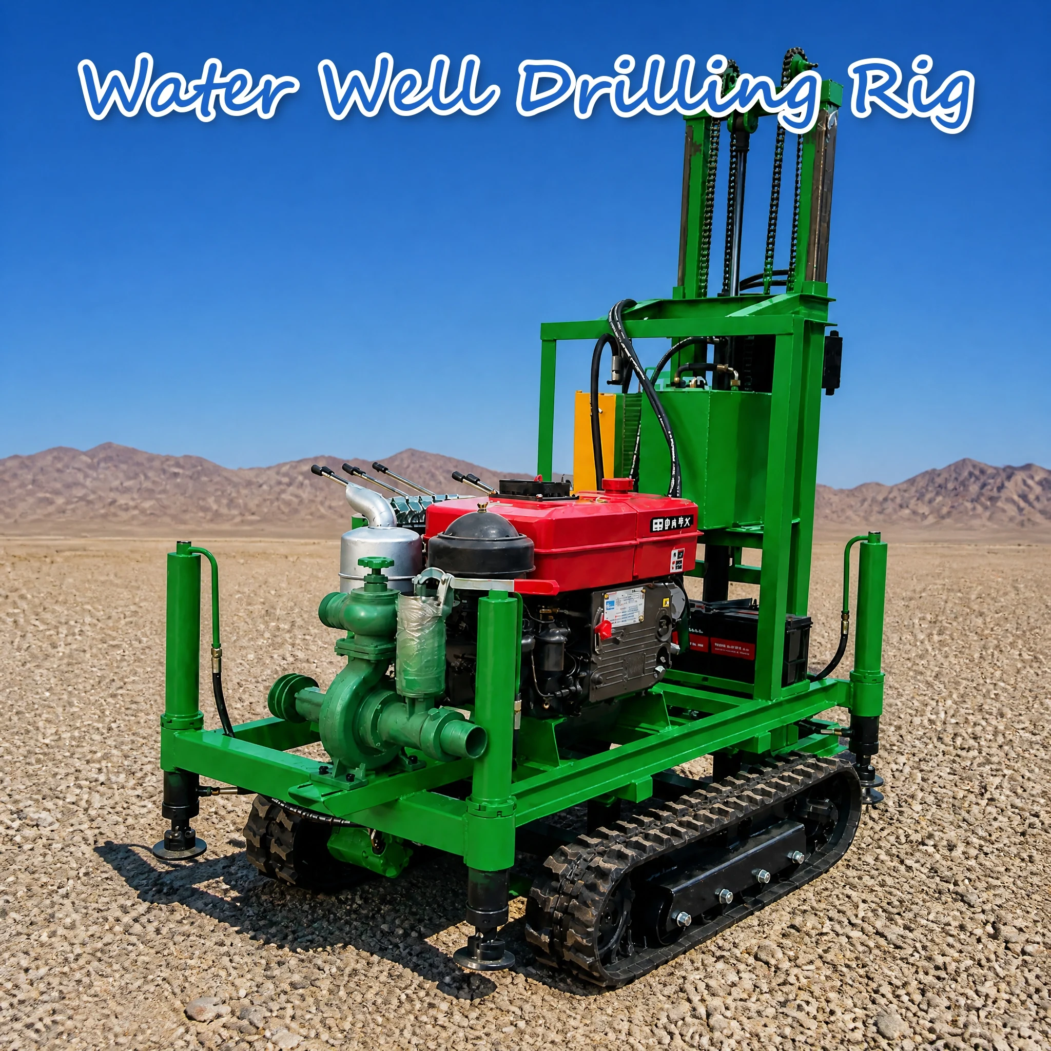Customized Diesel Engine Hydraulic Drive Borehole Water Drilling Rig 22 to 35HP Movable Body Peak Power Output Fast Working