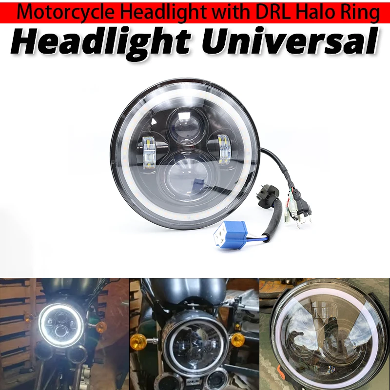 Universal 7 Inch Led Car Motorcycle DRL H4 Headlamp For Harley Yamha Honda 7