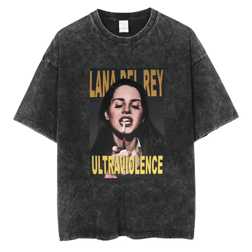 Vintage Washed Lana Del Rey Pure Cotton T Shirt Men Women High Quality Oversized  Short Sleeve T-shirts Cotton Tees Streetwear