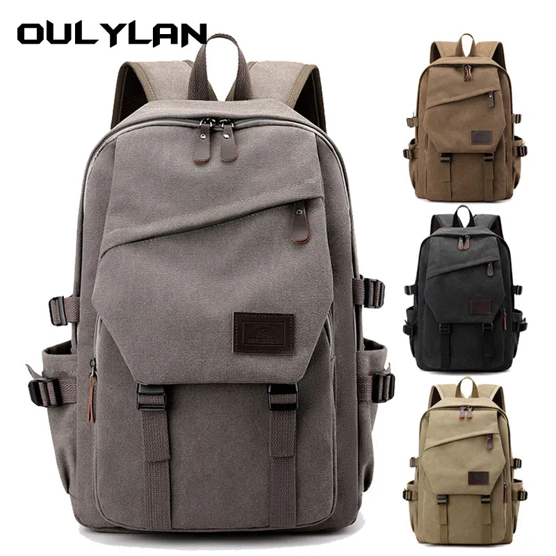 Oulylan Large Capacity Rucksack Man Travel Bag Mountaineering Backpack Male Luggage Canvas Bucket Shoulder Bags for Boys Men B