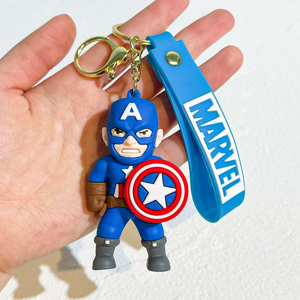 Disney Marvel The Avengers Keychain Cartoon Spiderman Iron Man Captain America Thor Keyring Car Phone Pendent Gifts For Fans