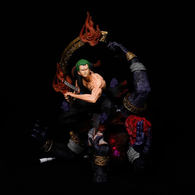 One Piece GK Wano Country Ronin Zoro Can Be Illuminated Scene Statue Model  Decorative Ornament Boxed Figure Collection Gifts