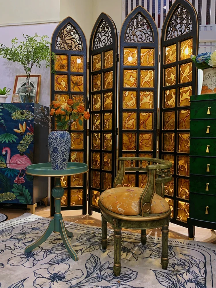 European screen partition living room entrance entrance entrance American medieval cover folding mobile bedroom glass screen