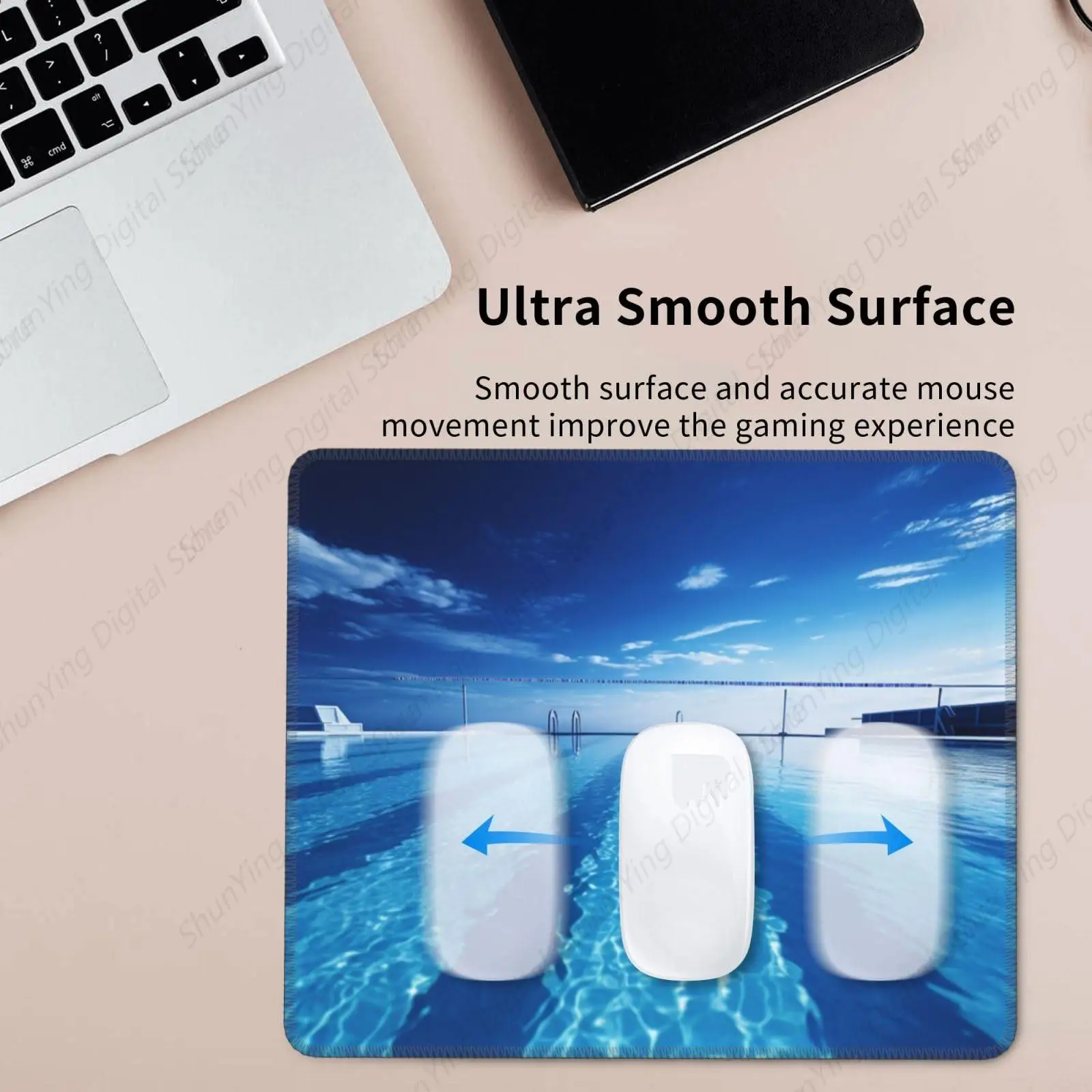 Anti Slip Rubber Base Mouse Pad Blue Swimming Pool Mouse Pad Suitable For Gaming Office Laptops 18*22cm