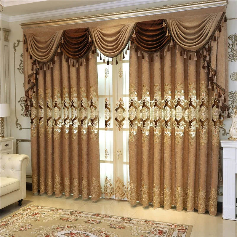 High Quality Customized Elegant Decorative Embroidered Curtains For Bedroom European-Style Luxury Villa Curtains For Living Room