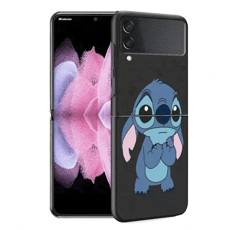 Custodia Anime Stitch Cute Disney per Samsung Galaxy Z Flip 4 3 5 5G Flip antiurto Capa 6.7 pollici Hard PC ZFlip 4 Cover per telefono