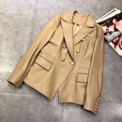 New young sheep skin leather leather cultivate one's morality suit long woman leather jacket