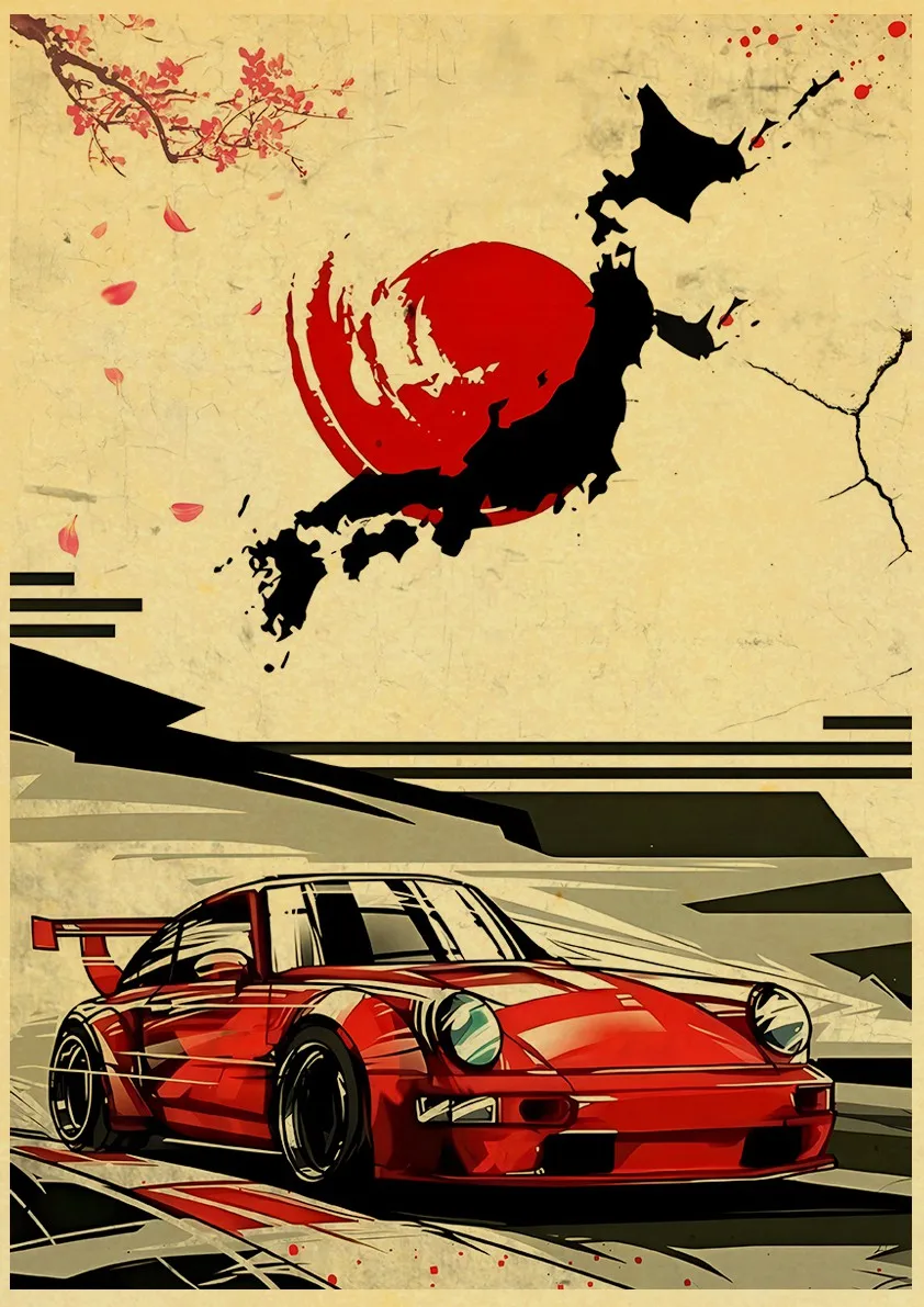 JDM Auto Kraft Paper Japan Racing Classic Home Décor Life Poster Vintage High Quality Printing