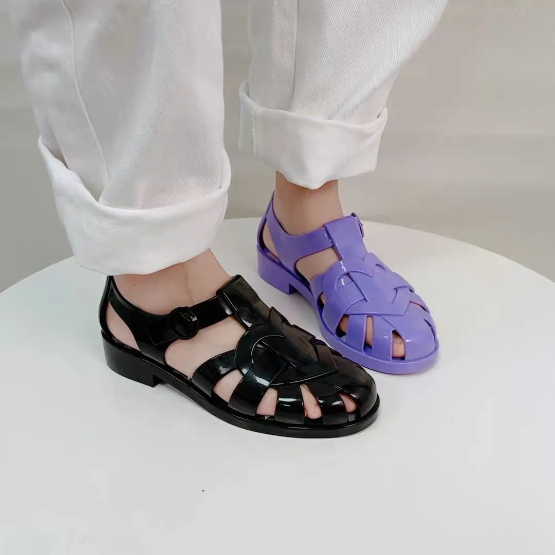 Summer 2024 New Mini Melissa Women\'s Rome Sandals Fashion Ladies Flat Heel Jelly Shoes Adult Girls Casual Sandals