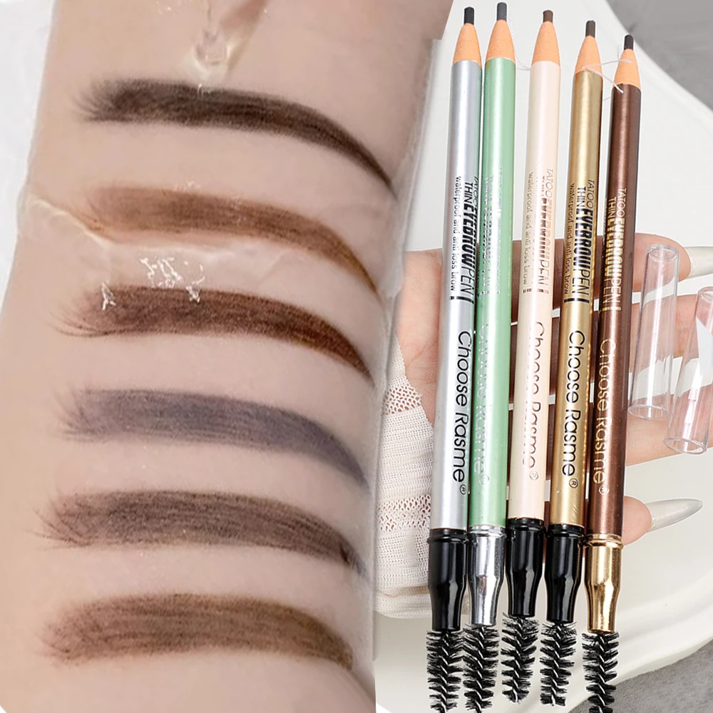 Non-Smudged Eyebrow Pencil with Brush Long-lasting Hard Core Pull Line Fog Eye Brow Pen Waterproof Eyebrows Enhancer Dye Makeup