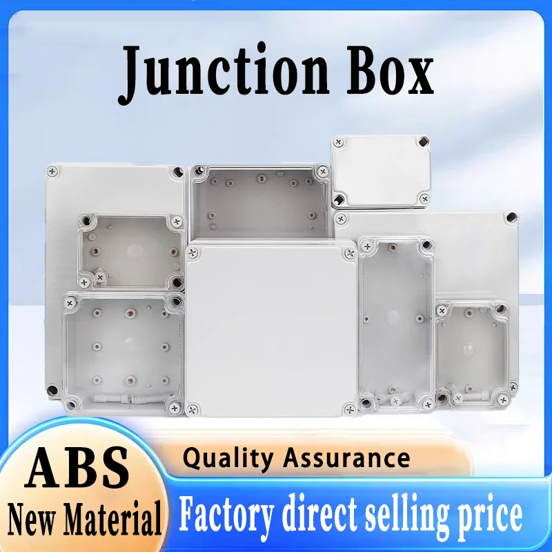 IP67 Grey/Clear Cover Outdoor Waterproof Junction Box Housing ainproof Plastic ABS Enclosure Screw Cable Sealed Connections Case