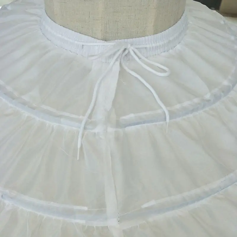 ZB91 Crianças Meninas 3 Aros Aço Branco Anágua Vestido Casamento Vestido Underskirt Elast