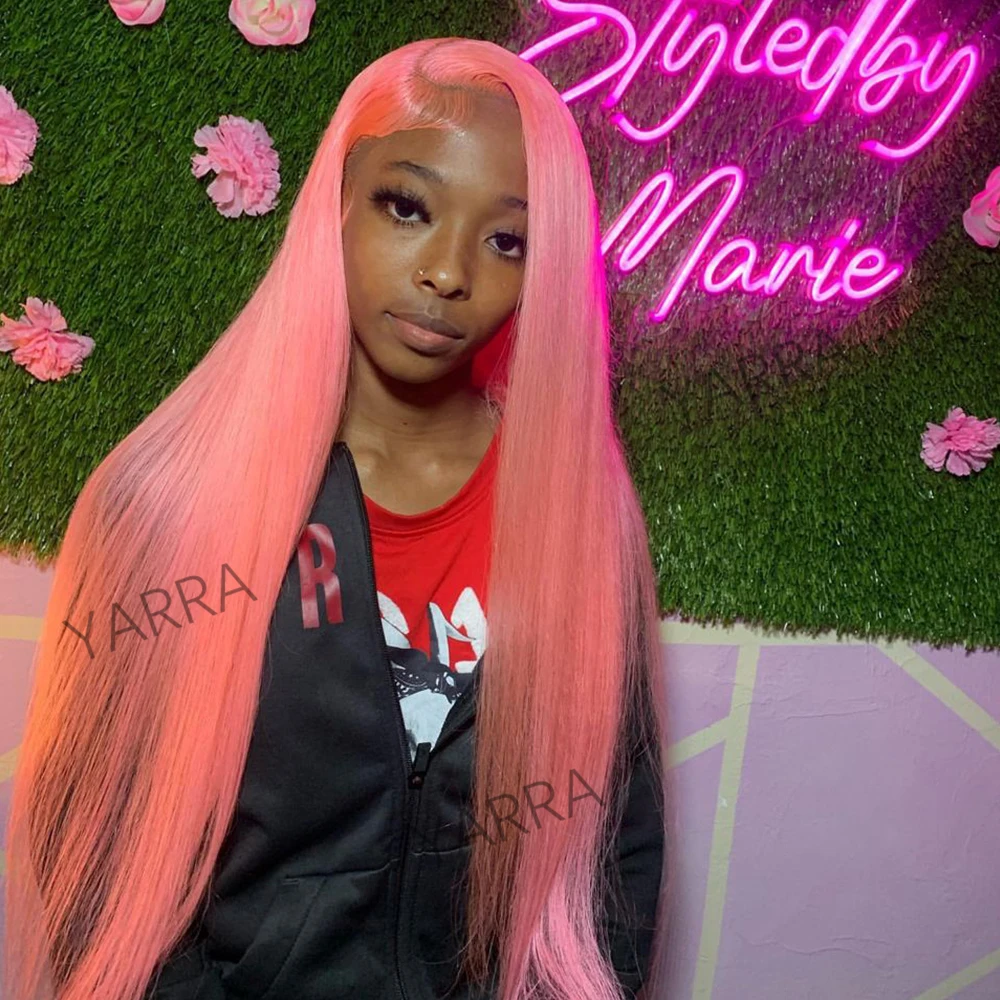 Hot Pink 613 Lace Frontal Wig Blonde Bone Straight 13x4 Lace Front Wig Brazilian Transparent Colored Human Hair Wig For Women