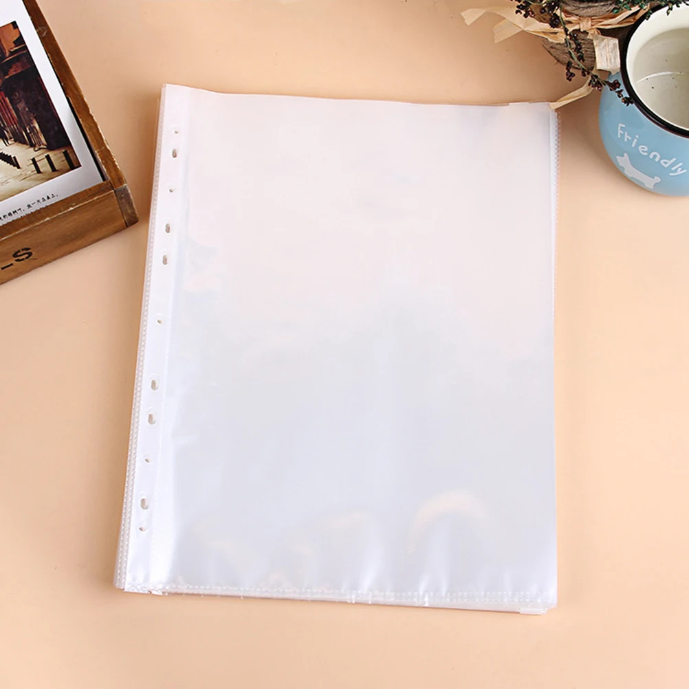 

100Pcs Clear Sheet Protector for Binder Transparent 11 Hole Punched A4 Paper Cover Lightweight Document Protecting