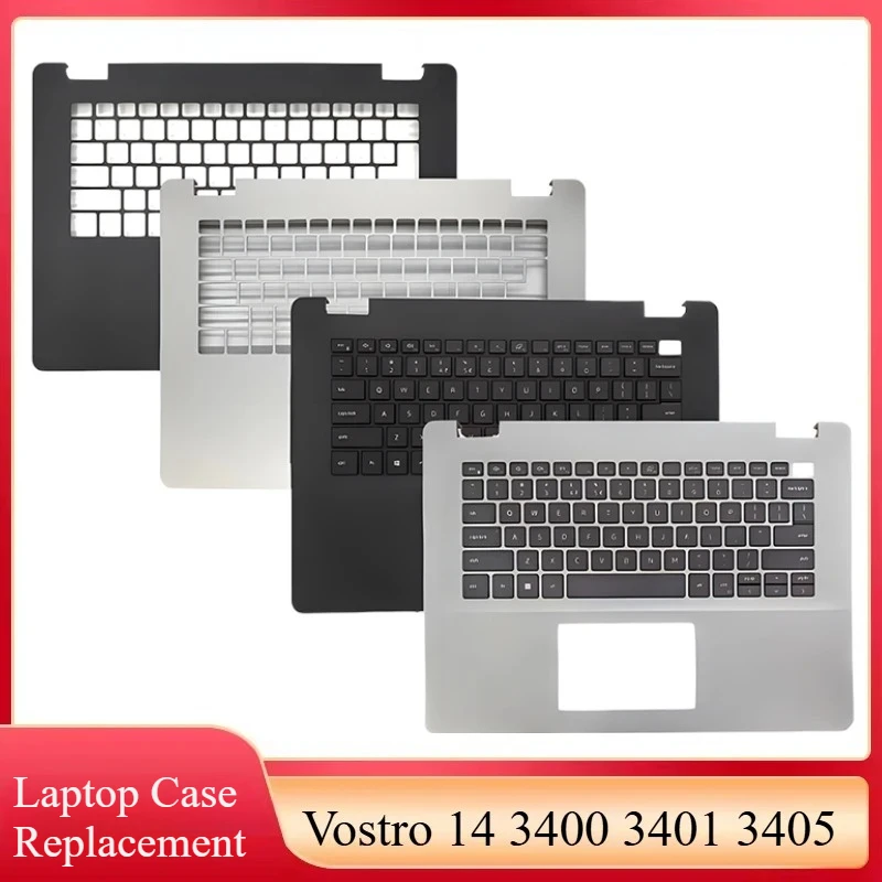 

New For Vostro 14 3400 V3400 3401 V3401 3405 V3405 Laptop Palmrest Upper Cover US Keyboard Backlight Top Case Silver Black Cover
