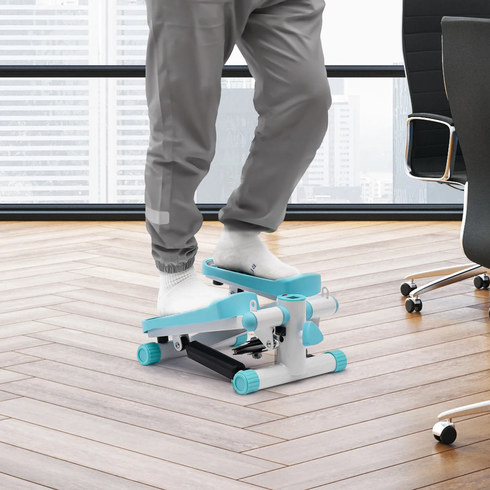 

Portable Fitness Stepper Exercise Stepping Machine with Resistance Bands, Fitness Mini Stepper for Home Office Workout Gym, Blue