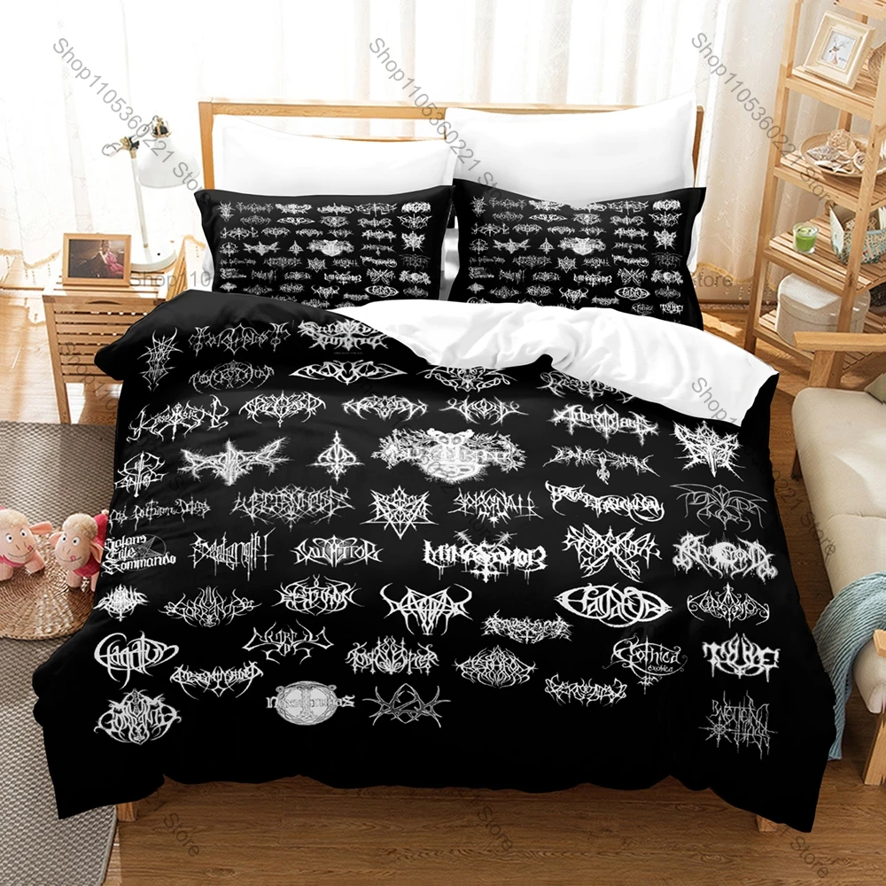 Burzum Darkness Print 3Pcs Duvet Cover Set Ultra Soft Microfiber Black Metal Music Bedding Set Zipper Closure Bedroom Decor