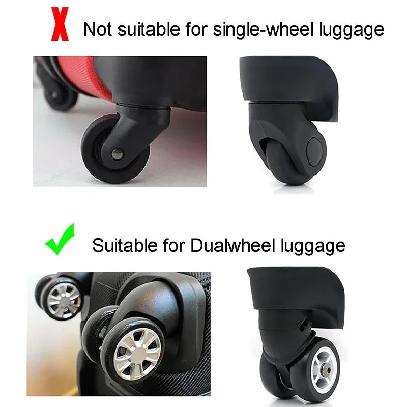 8 Stück Gepäckrollen-Gummiabdeckung, geräuschloses Trolley-Rad-Zubehör, Schutzhülle, geeignet für Doppelrad-Gepäck – Detail 4