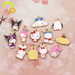 Sanrio Kuromi DIY Anime Pendants Girls Action Figure Toy Pacha Melody Hello Kitty Earring Jewelry Accessor Pendant Birthday Gift