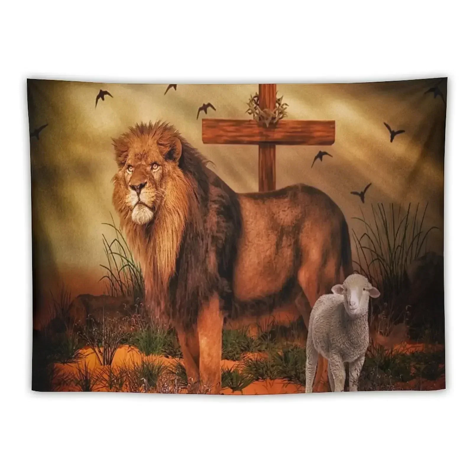 

The Lion And The Lamb Tapestry Home Decorations Decoration Room Room Decore Aesthetic Wall Decorations Tapestry