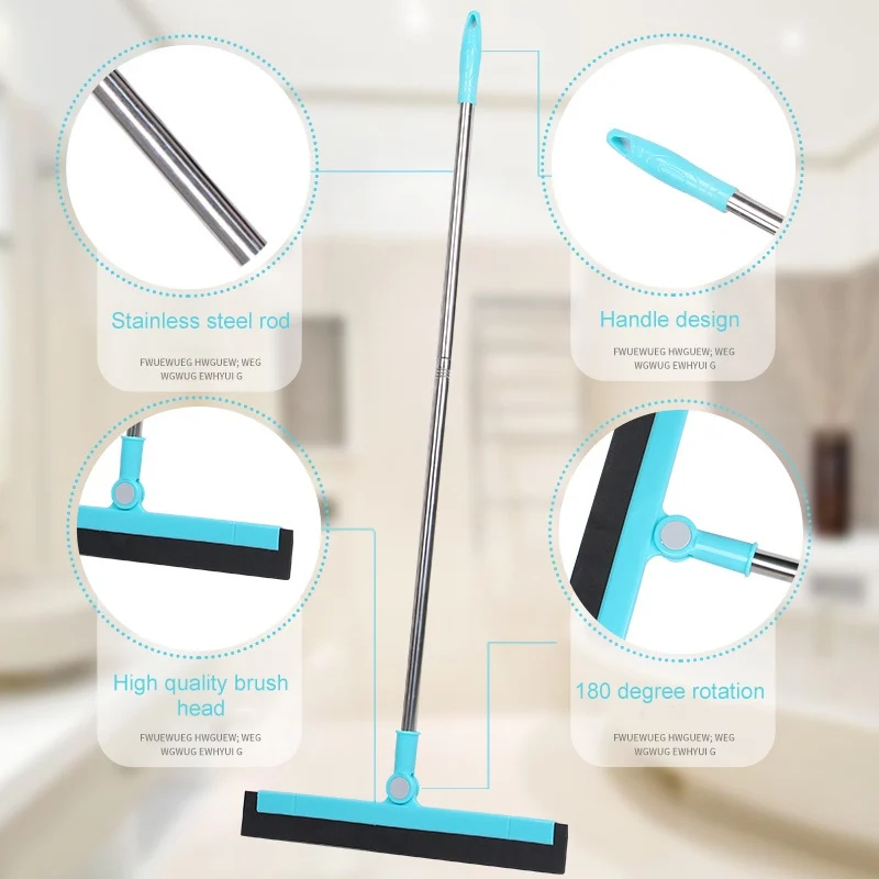 Silicone Scraper Broom 180 Degrees Rotatable Magic Wiper High Place Glass Wiper Floor Mop Household Bathroom Sweeping Water