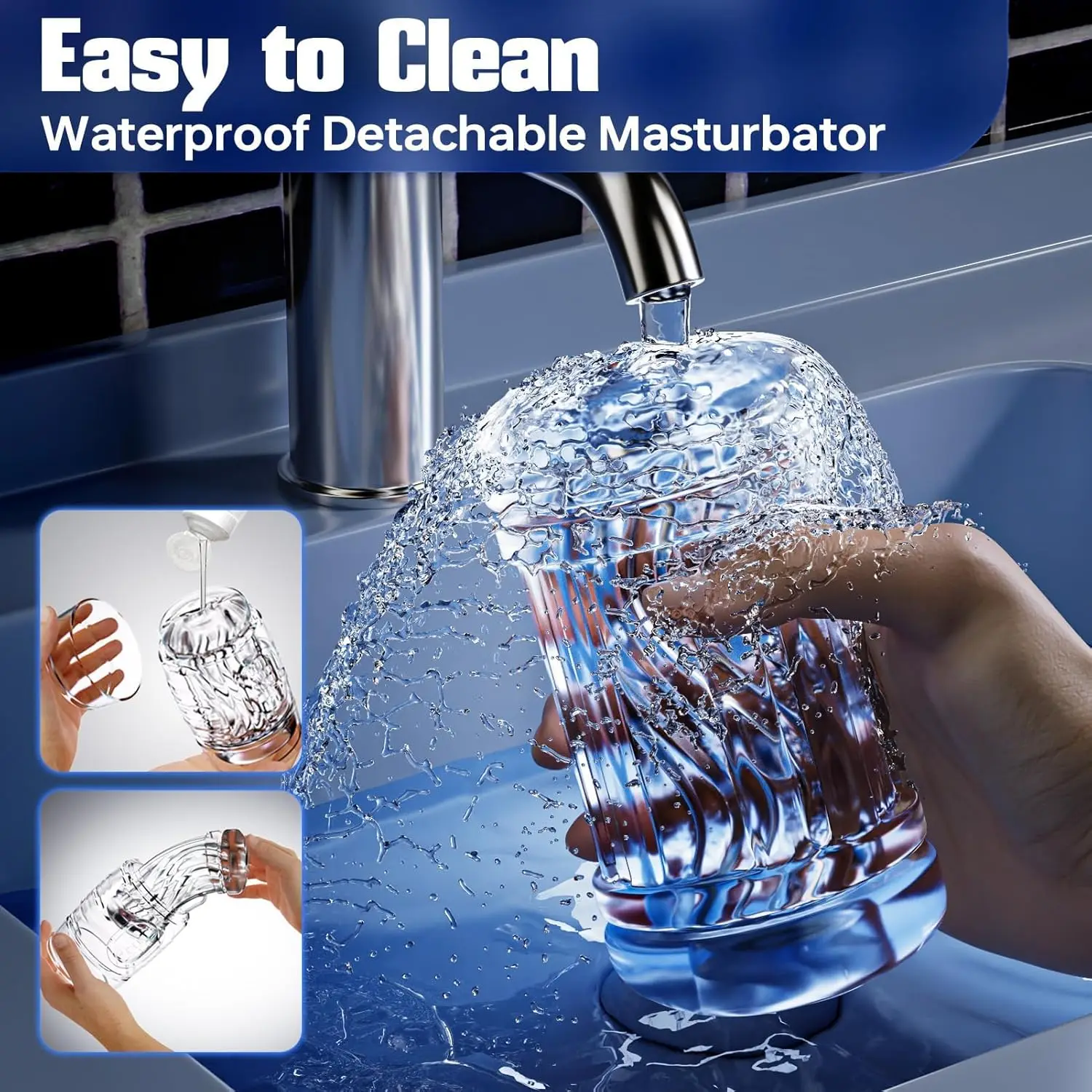 ألعاب جنسية للاستمناء للرجال - مهبل ذكر قابل للعصر بملمس حلزوني، لعبة للبالغين بأكمام القضيب المفتوحة للمهبل والفم #1