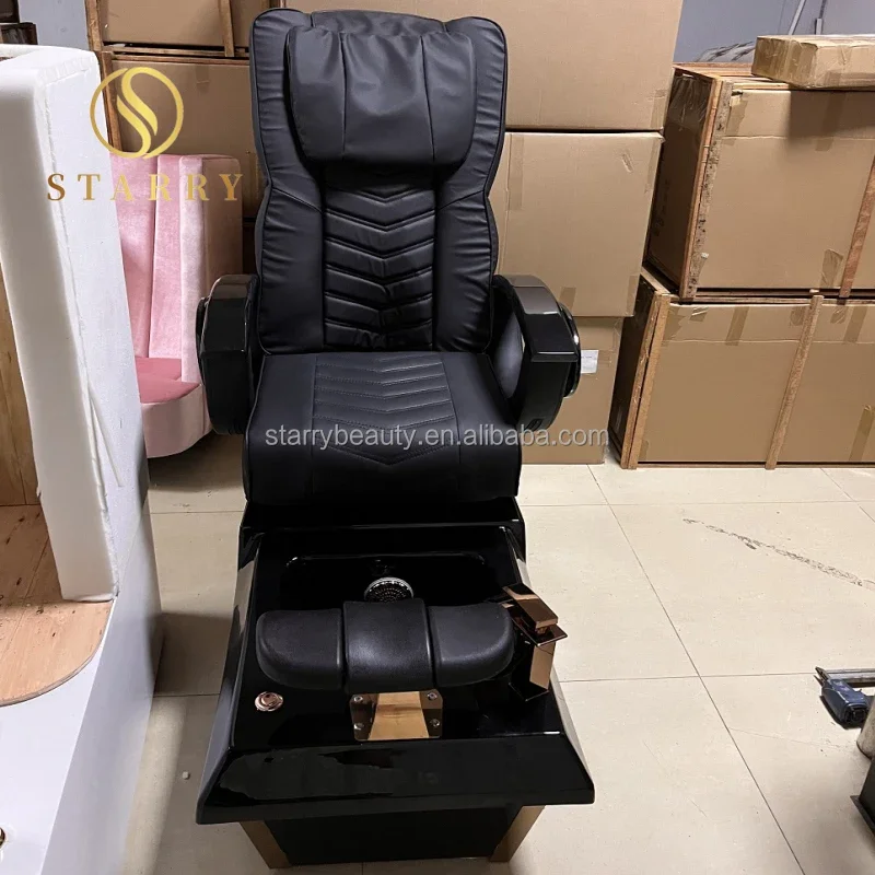 

2025 Nail Salon Furniture Modern Luxury Black Gold Pedicure Manicure Massage Chair