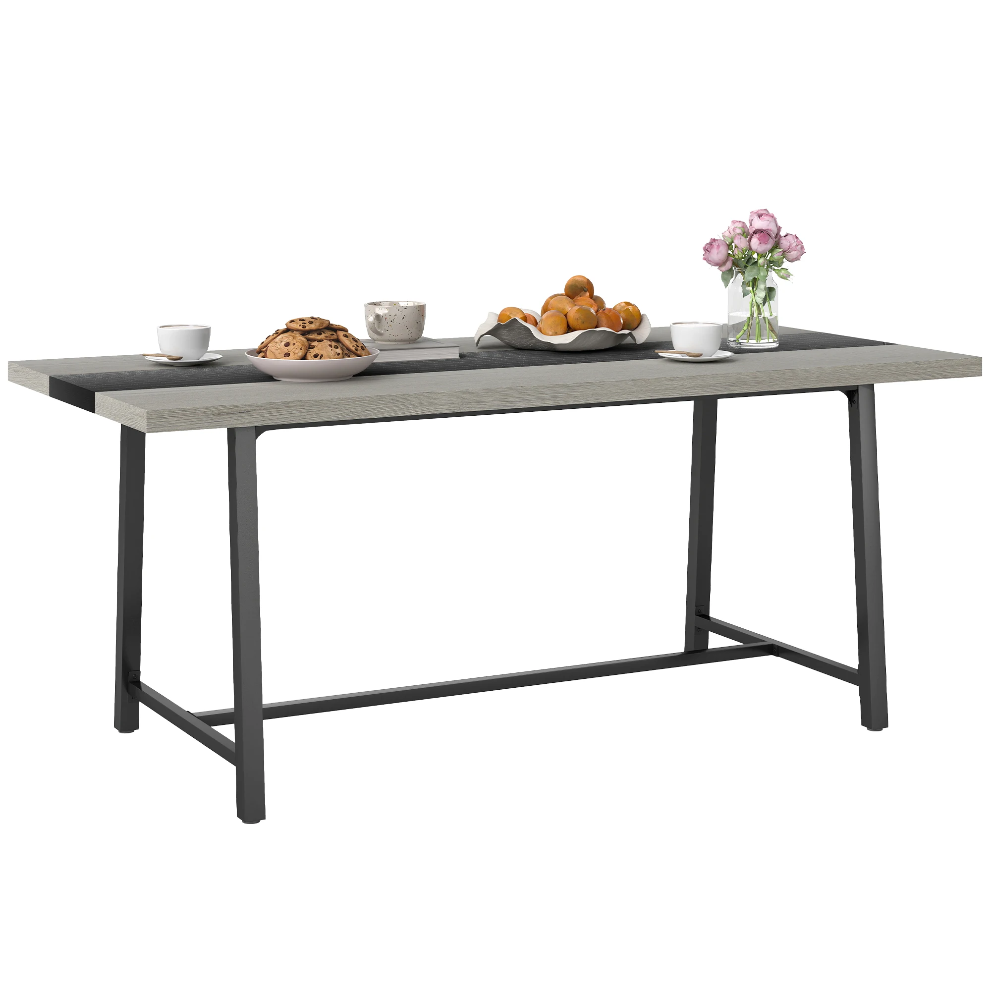 Industrial Dining Table for 8 People, 70.9
