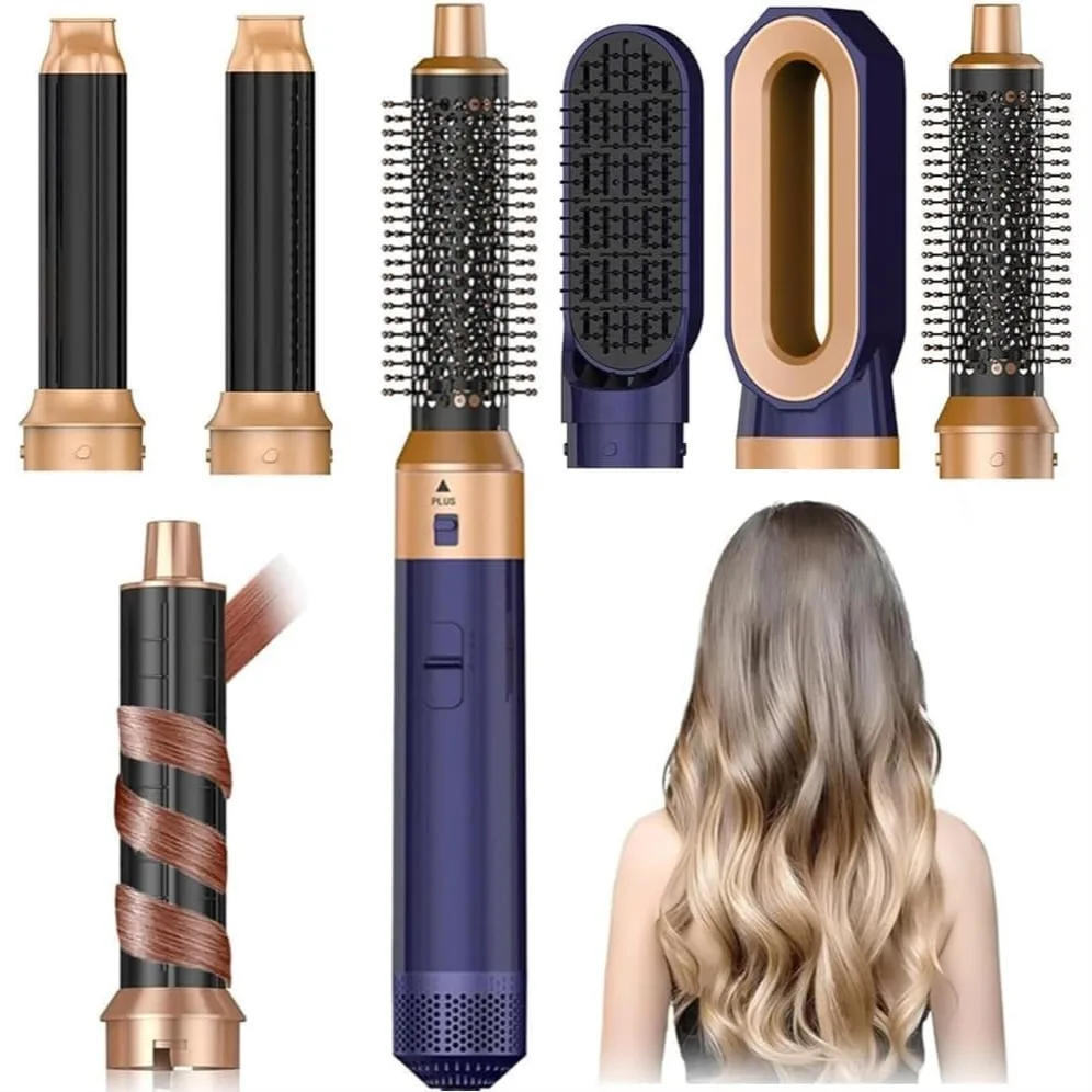 5-in-1 Hair Dryer Brush Set, 110,000 RPM High-Speed Hot Air Brush with Negative Ions for Curling, Straightening, and Volumizing
