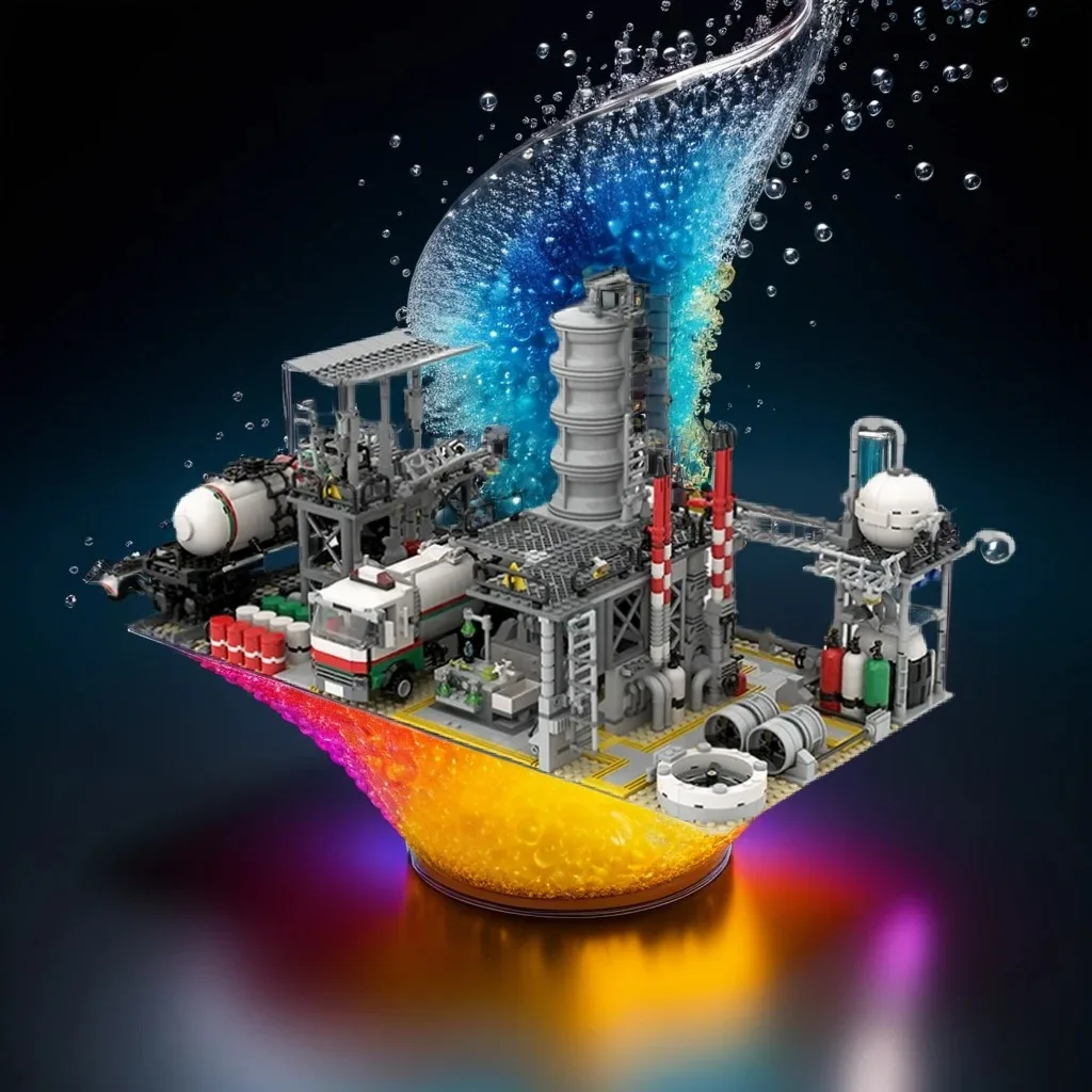 2224pcs MOC Chemical Plant Train Model Building Blocks Toys Construction Christmas Gift Creative Idea Birthday Education DIY