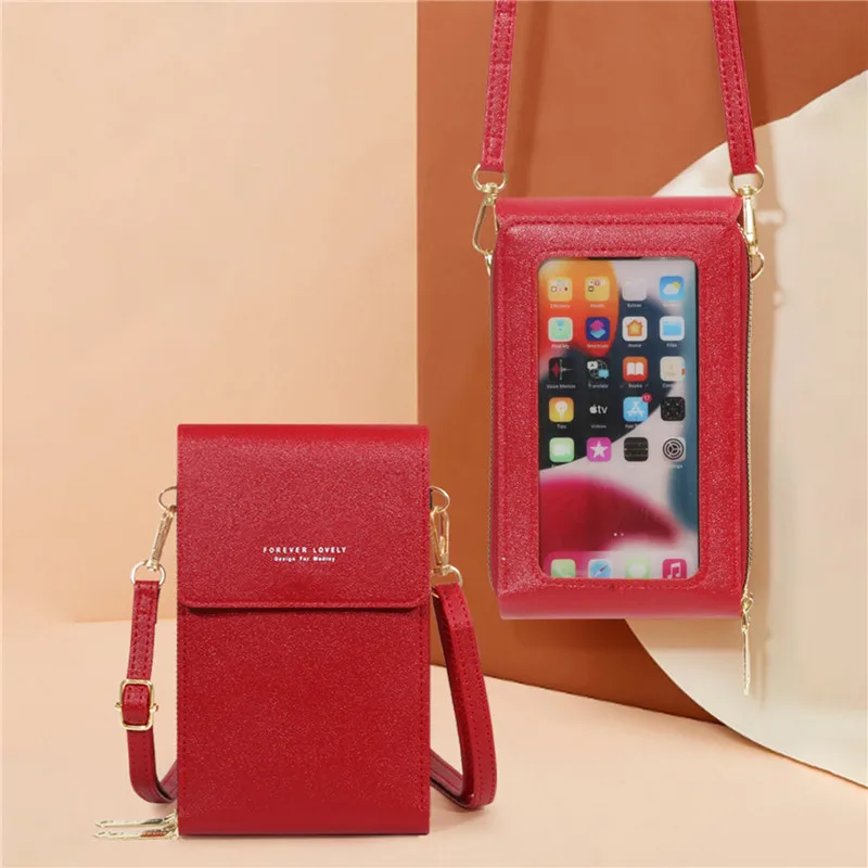 Women New Fashion Touch Screen Shoulder Bag Large Capacity Multi-function Wallet Trend Solid Crossbody Phone Bags for Women 2023