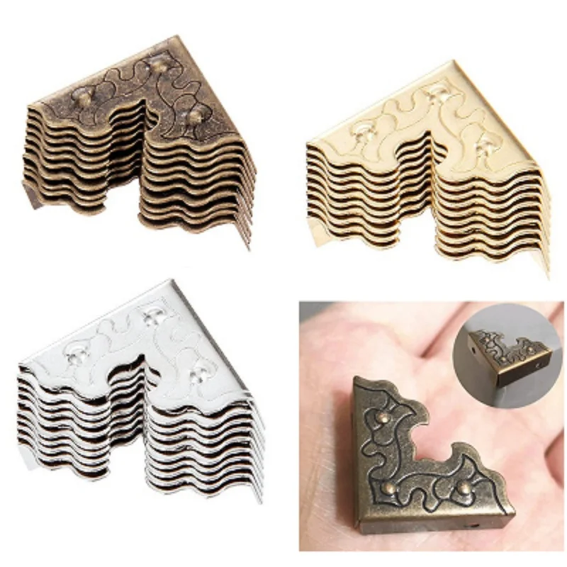 10/20/30PCS Antique Furniture Metal Crafts Jewelry Boxes Edge Protective Wooden Boxes Corner Protectors Decorative Corners 25mm