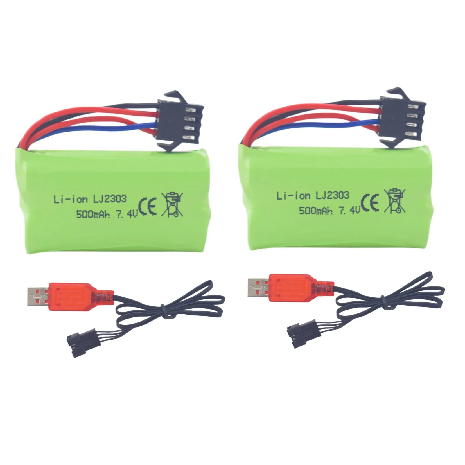 7.4V 500mAh SM-4P wtyczka kabel do ładowarki bateria z USB litowej do samochodu EC16 RC, M416 elektryczny kulka żelowa Blaster bateria zapasowa