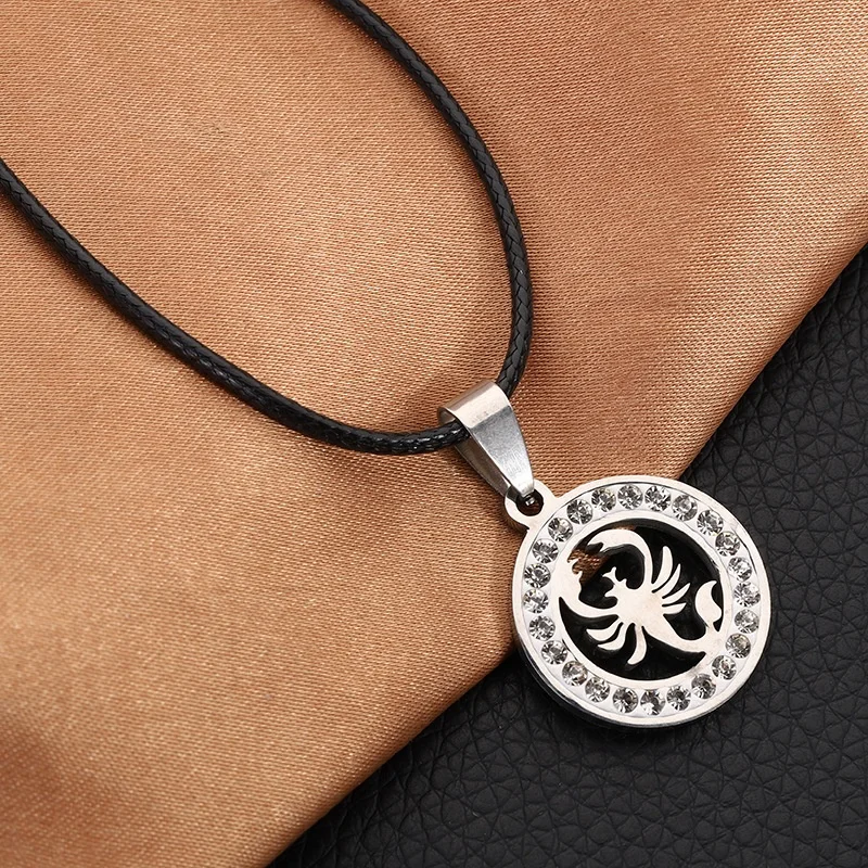 Collar con colgante de escorpión de acero inoxidable para mujeres y hombres, collar de cristal de animales, accesorios de joyería