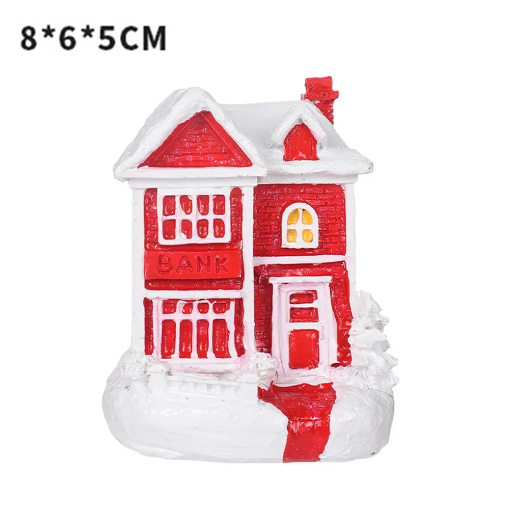 Christmas House European Style Christmas Red Small House Resin Ornaments Home Desktop Decoration For Christmas Party