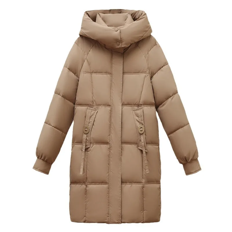 Demi-season-Chaqueta larga de algodón con capucha para mujer, Parkas cálidas gruesas, abrigos informales, invierno, 2024