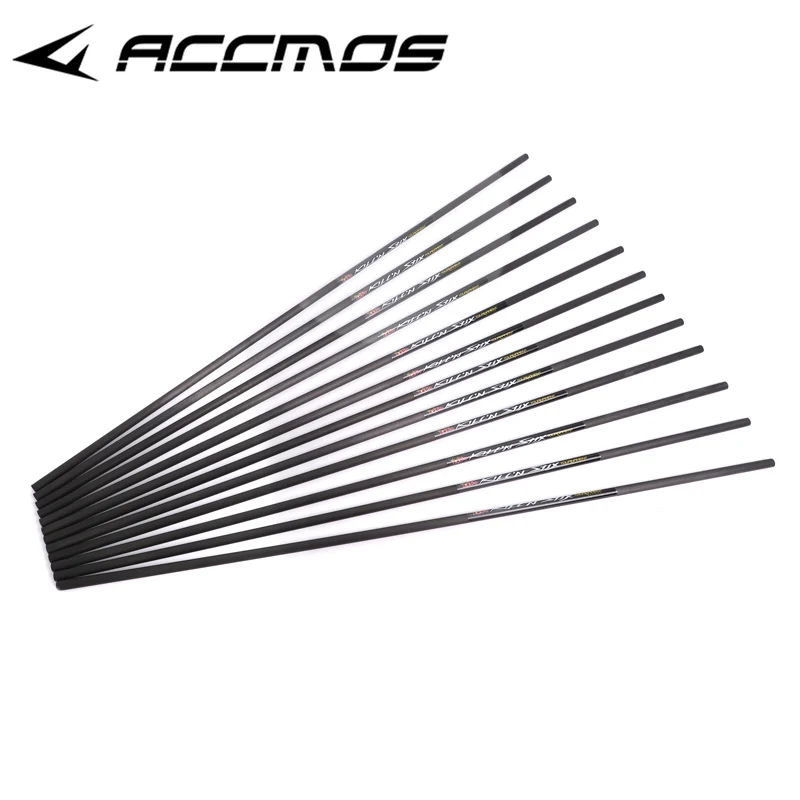 6/12pcs Arrow Shafts ID 9.8mm 32inch Spine 200 250 300 350 Pure Carbon Archery for Recurve Compound Bow Accessory