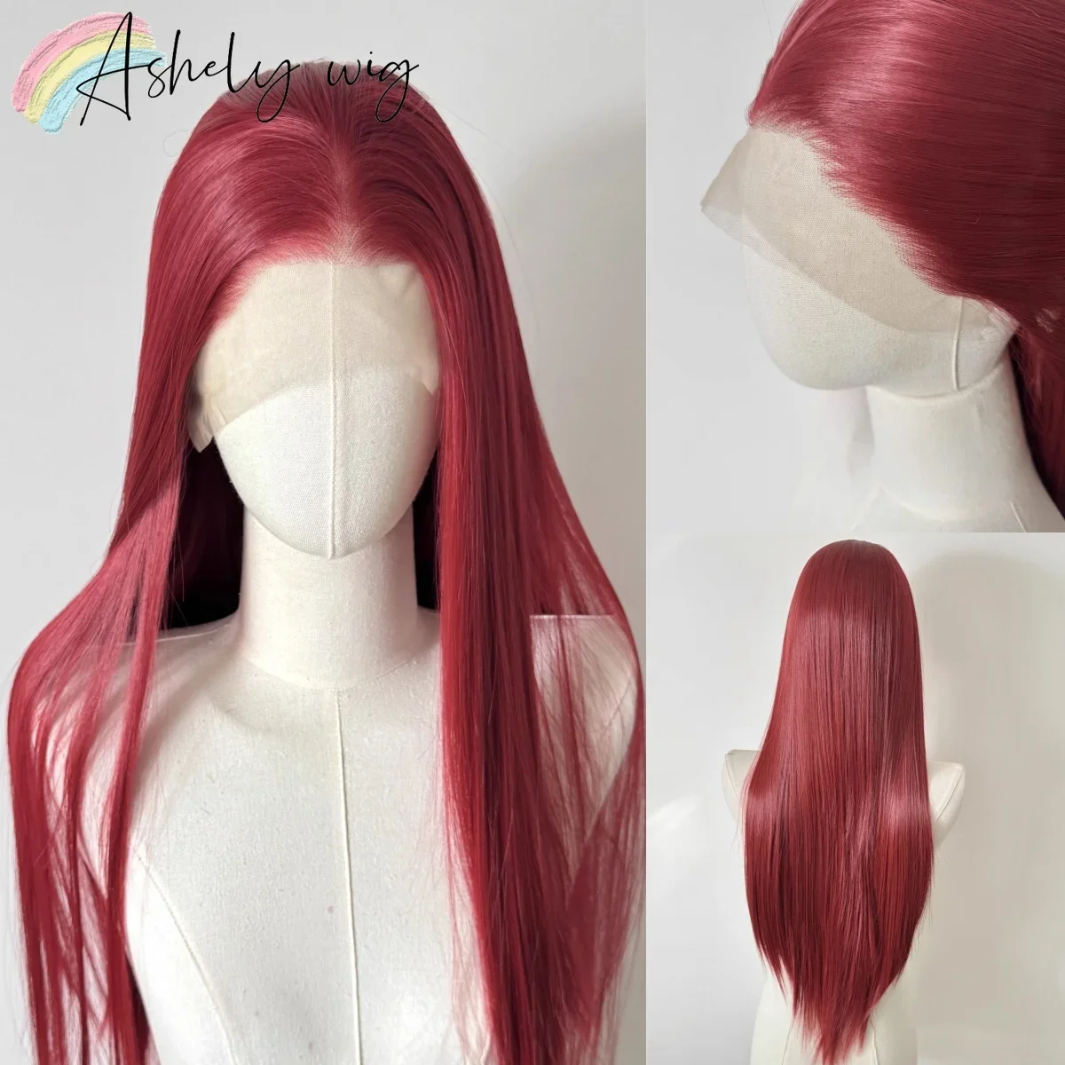 

Ashely Red Wig 13x4 Straight Lace Front Wig 26inch Cosplay Glueless Wig High Temperature Resistant Fibers Synthetic Lace Wigs