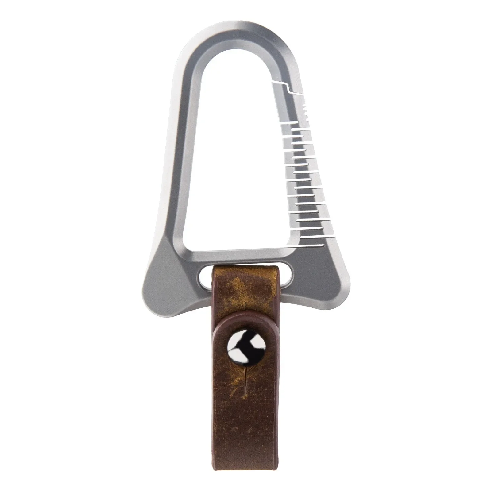 FEGVE Titanium Alloy + Leather Carabiner Hanging Buckle Car Keychain Key Belt Waist