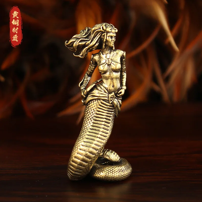 Ancient Greek Snake Woman Medusa Brass Ornament Crafts Home Office Desktop Decoration