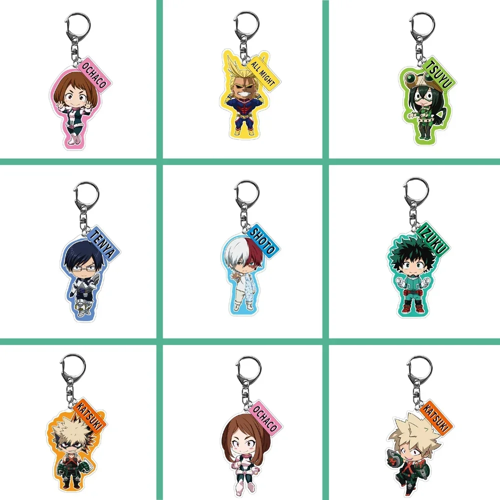 1pc Anime Keychain My Hero Academia Midoriya Izuku Cartoon Figures Acrylic Pendant Bag Accessory