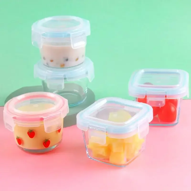 Korean Strawberry Mini Sealed Box Sweet Girl Heart Glass Fruit Snack Box Small Capacity Fresh Box Jars with Lid