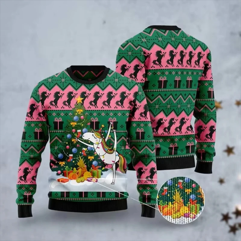 Fashion Unicorn Ugly Christmas Sweater Trend Rainbow Men Women 3D Printed Holiday Xmas Sweatshirt Casual Harajuku Kids Pullovers