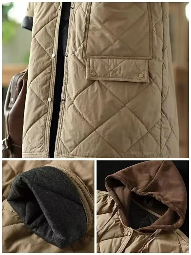 Coats Woman Winter 2022 Clothes Jacket Mid-length Loose Hooded Thickened Harajuku Vintage  Varsity Fashion Tops 2022 Women