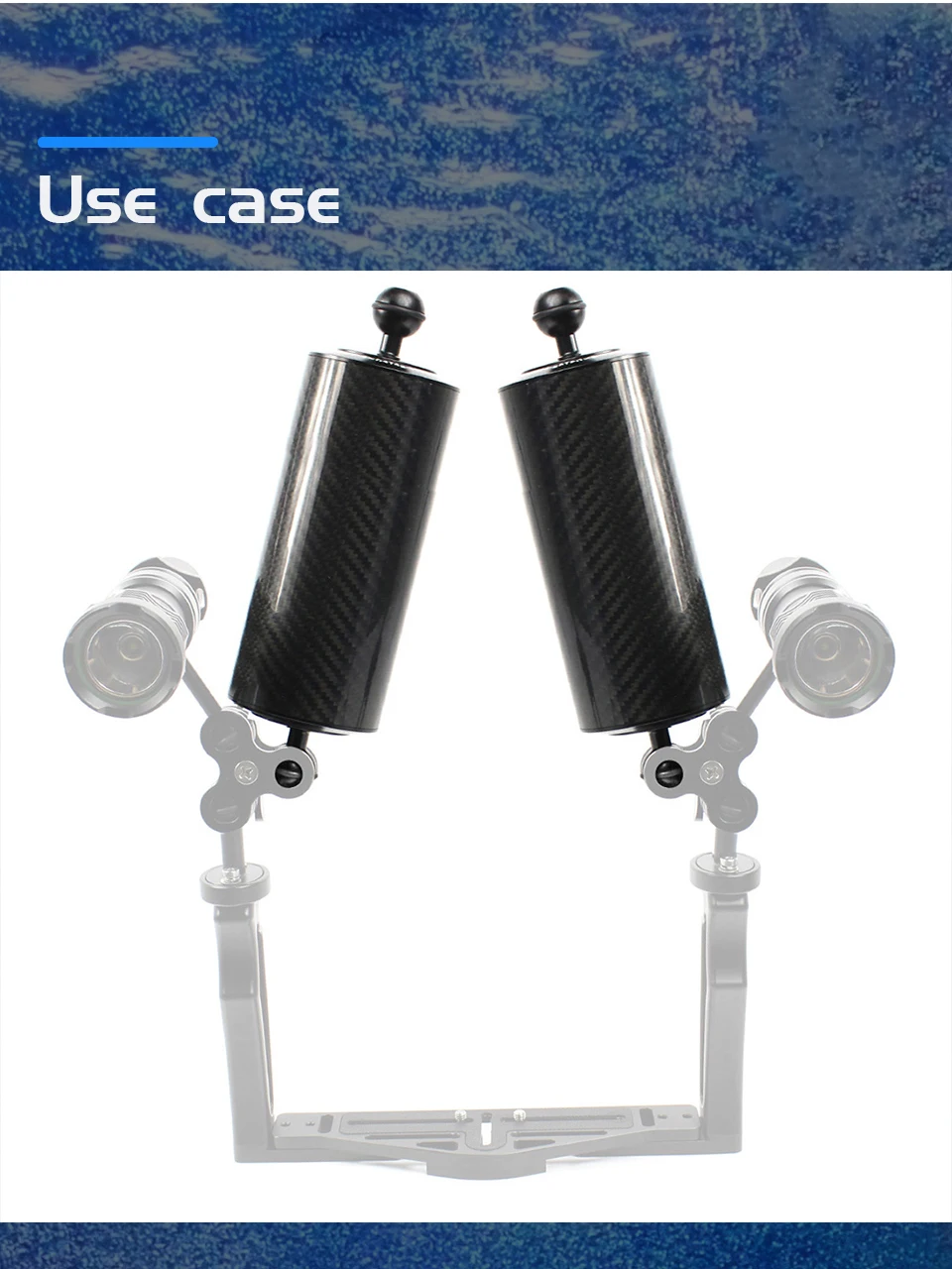 Dd60mm d80mm Unterwasser Kohle faser Float Auftriebs arm Dual 1 Zoll Kugelkopf Kamera Tauch schale 5/8/10/12 Zoll für DSLR-Halterung – Detail 24