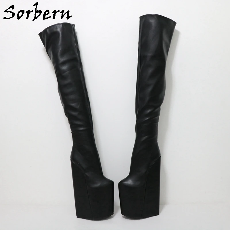 Sorbern Black Wedge High Heel Boots Women 30cm High Heels Platform Drag Queen Booties Special Wedges Custom Color