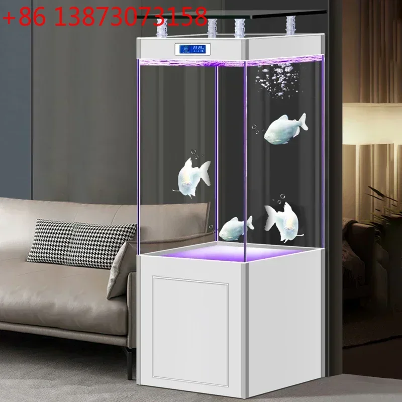 Gold crystal ultra-white glass bottom filter arowana tank living room large vertical lazy aquarium53