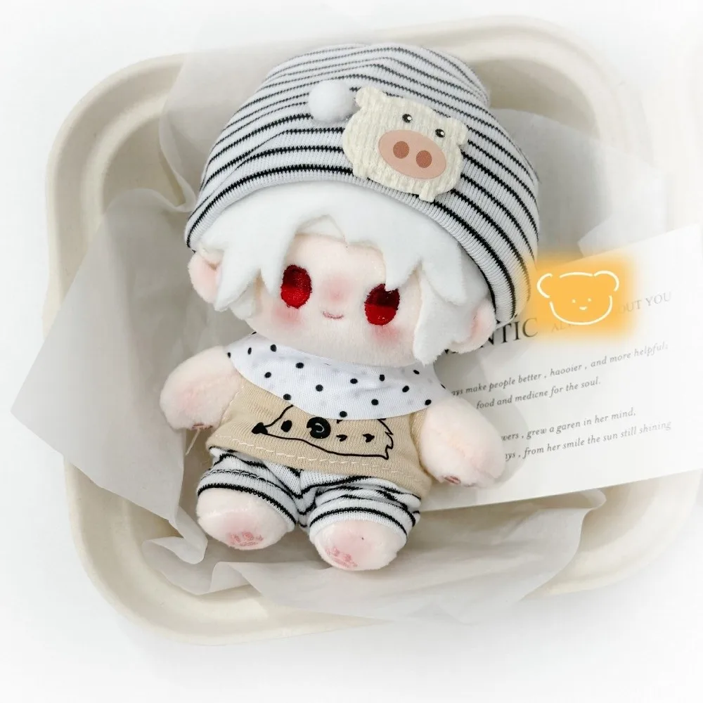 1セット寝間着10cm綿人形服スターハットナイトドレス綿人形服セット漫画かわいい10cm人形服